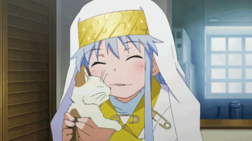 Index is caring to her cat. So cute :(